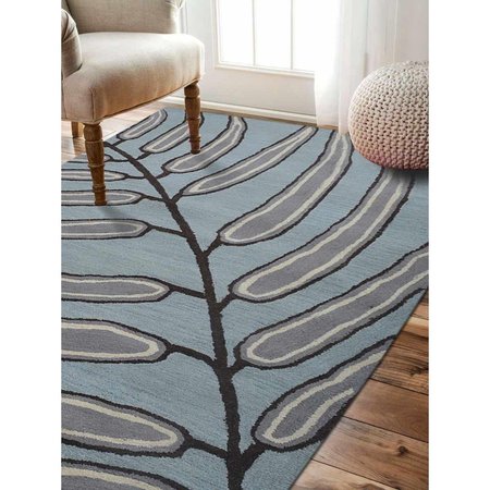 GLITZY RUGS 5 x 8 ft. Floral Light Blue Hand Tufted Wool Area Rug UBSK00735T00X03A9